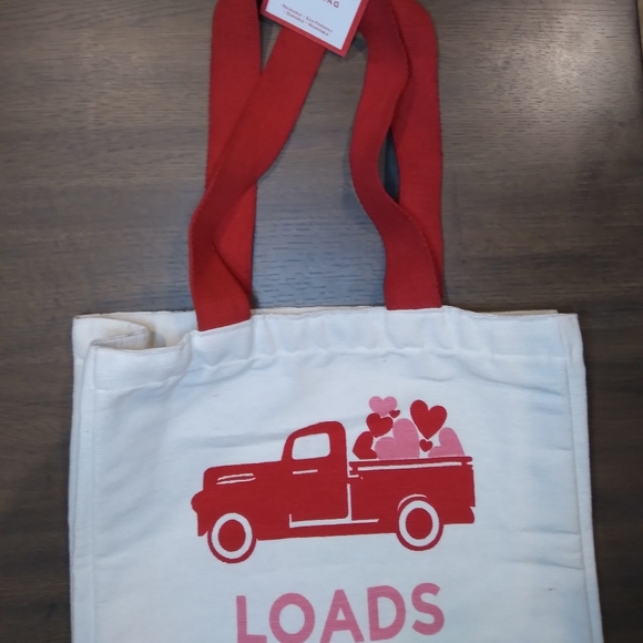 Mabelle reuseable canvas tote red truck Hearts - Picture 4 of 5
